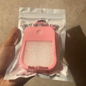Silicone Hand Sanitizer Case Pink keychain clip square viral soft